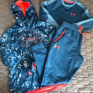 Boys under armor matching joggers, hooded sweatshirt and long sleeve cold gear